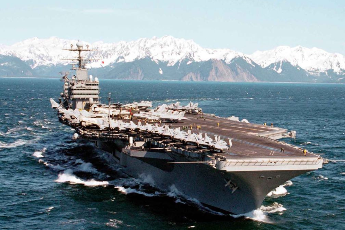 USS Abraham Lincoln CVN-72 nuclear-powered aircraft carrier sailing at sea