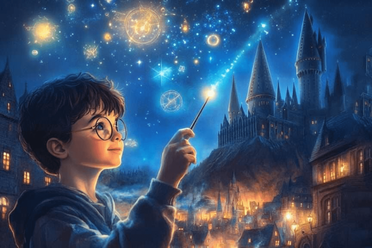 Harry Potter series magical world illustration