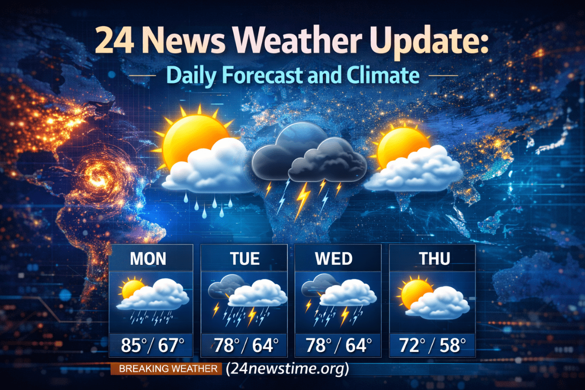 weather forecast screen showing temperature and climate update