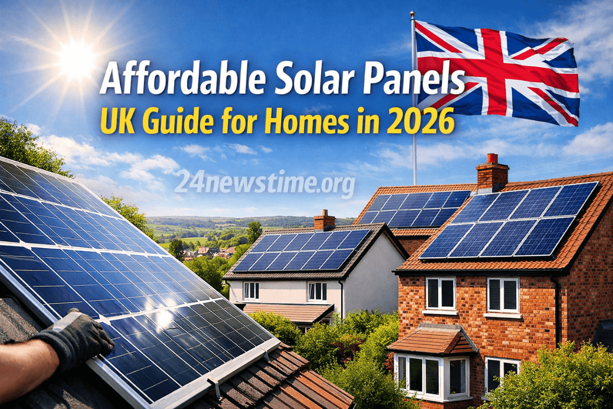 Solar panels installed on a residential rooftop in the UK