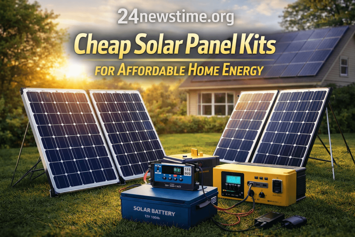 Cheap solar panel kits installed on a small house roof