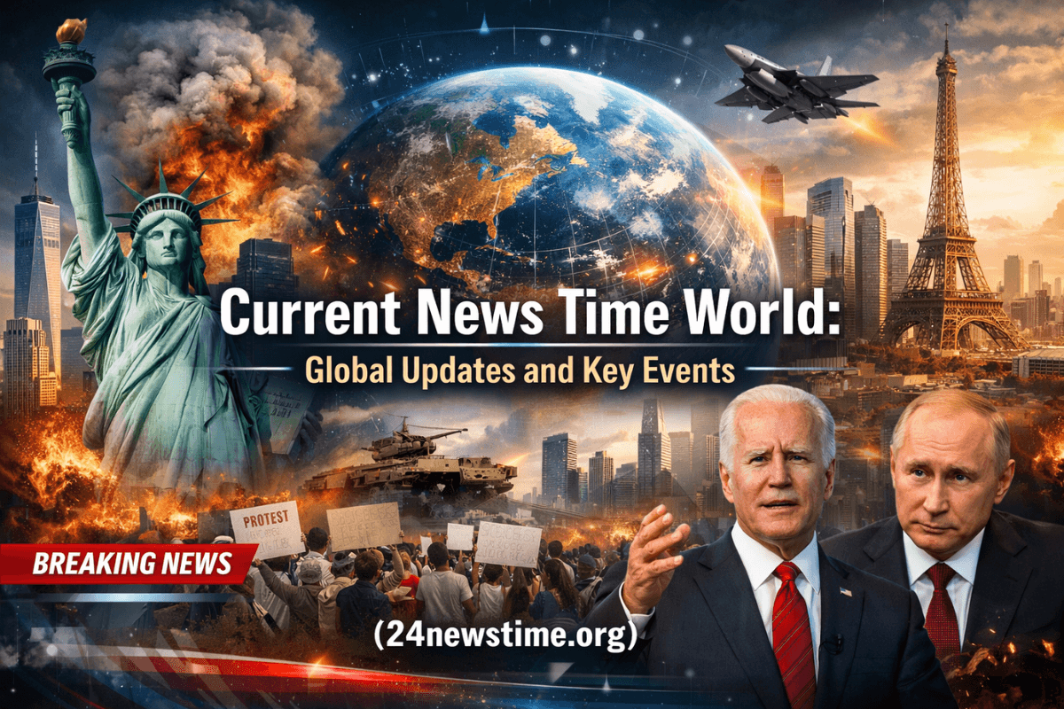 global newsroom showing current world updates on digital screens