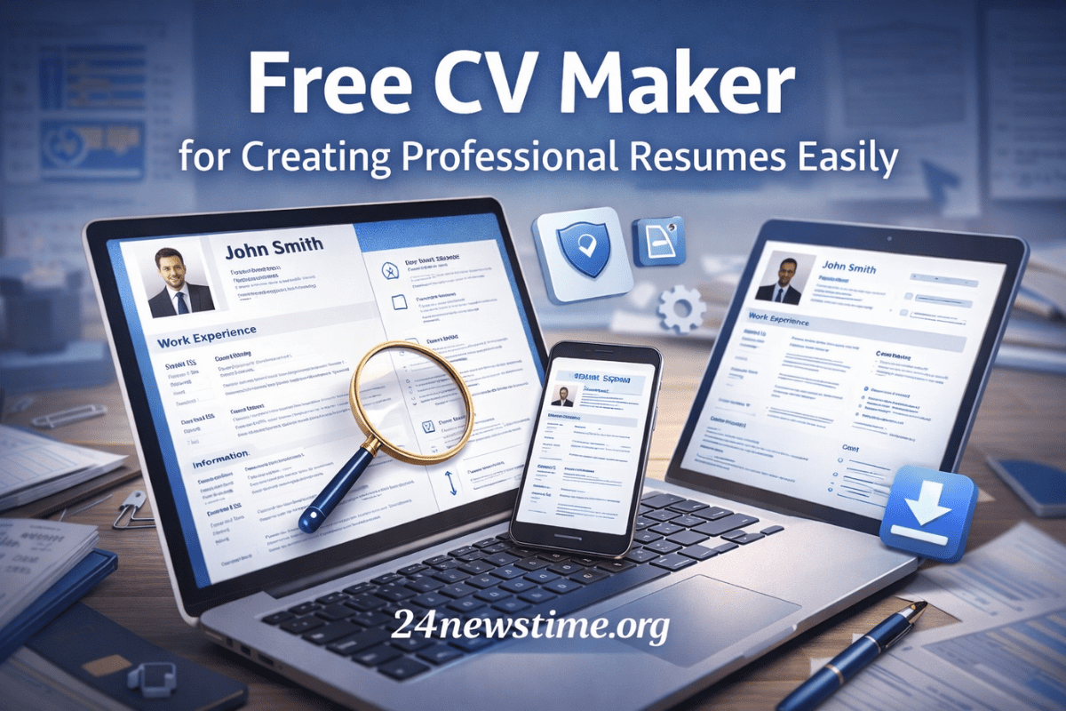 Laptop showing a digital CV creation tool
