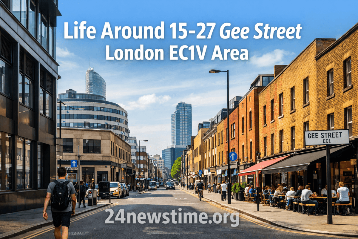 View of 15-27 gee street london ec1v 3rd with modern and historic buildings
