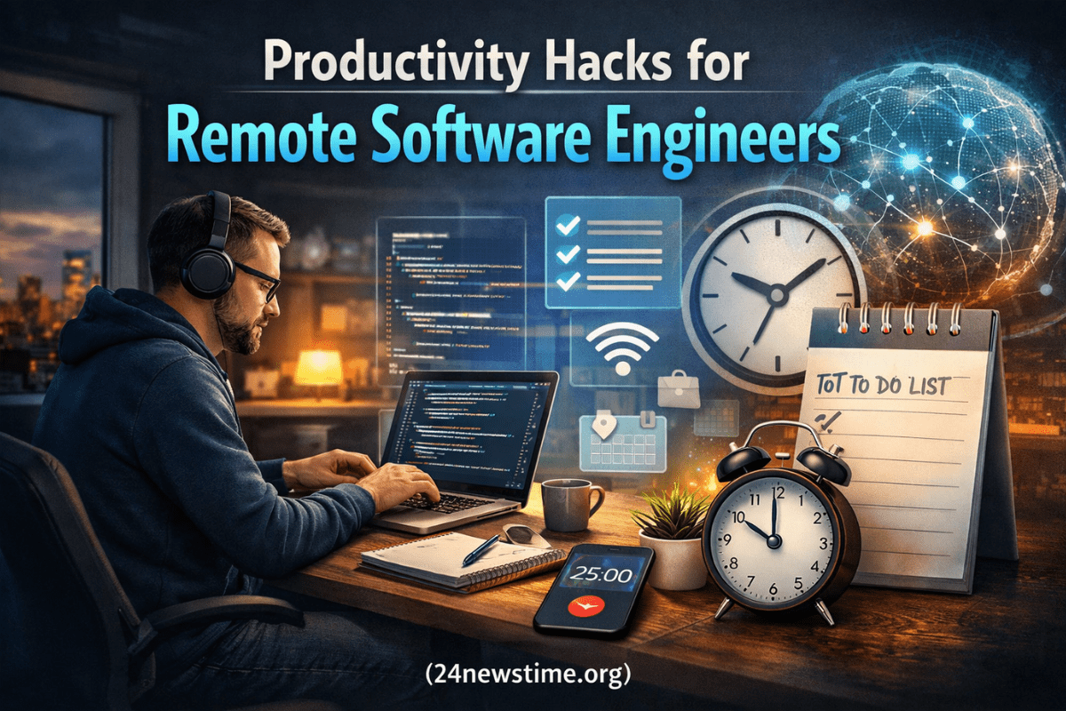 remote software engineer working from home coding setup