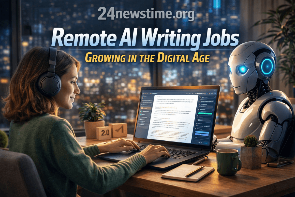 Person working remotely on AI writing tasks