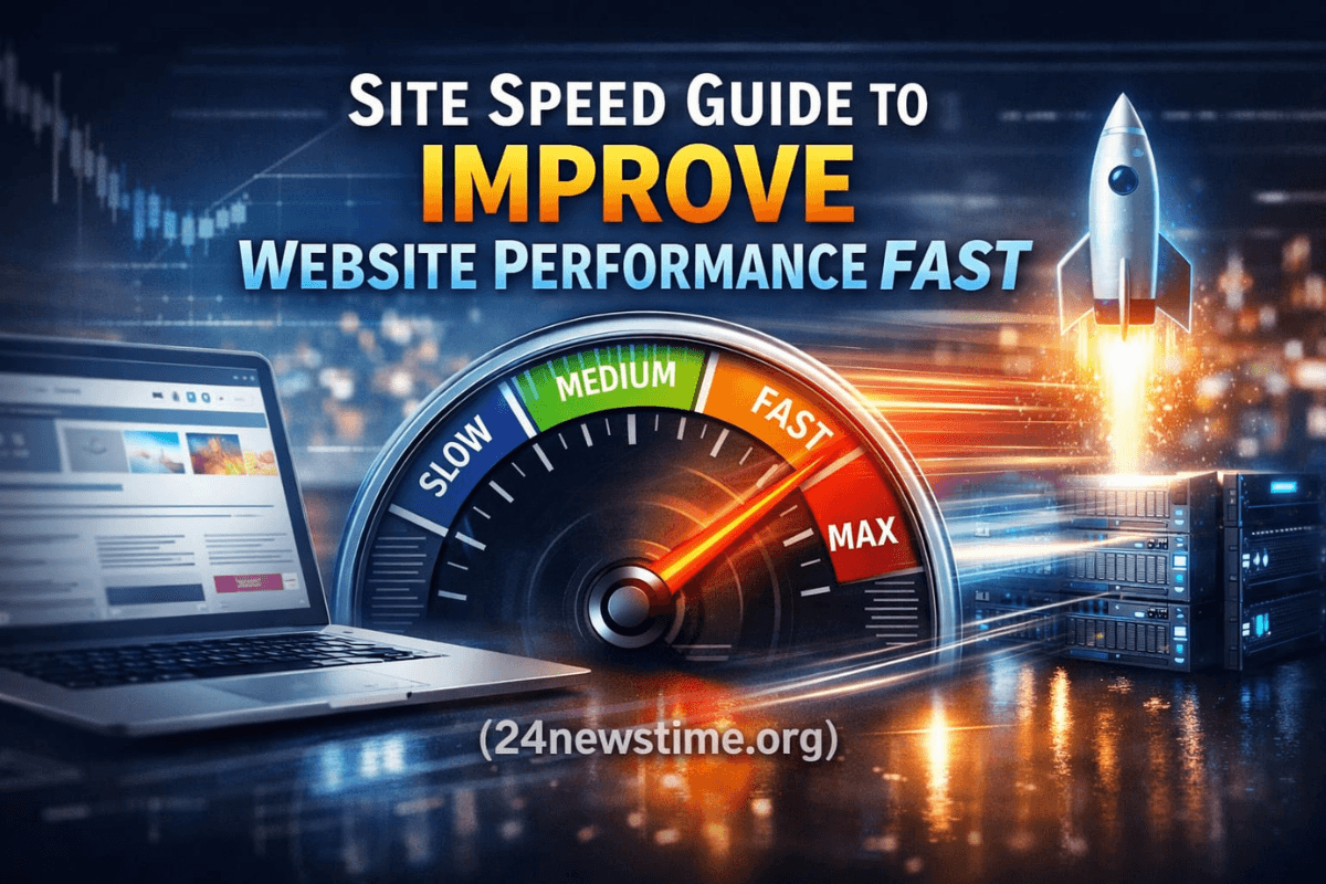 A fast-loading website displayed on a laptop screen.