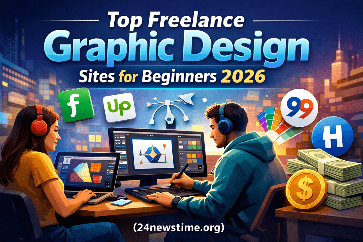 beginner freelance graphic designer working on a digital design project