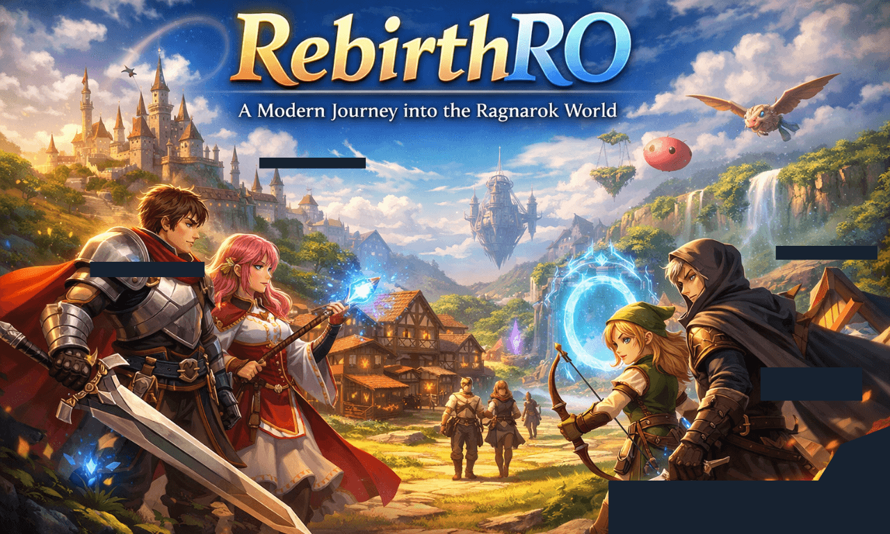 Players exploring the colorful fantasy world of rebirthro with characters and magical landscapes
